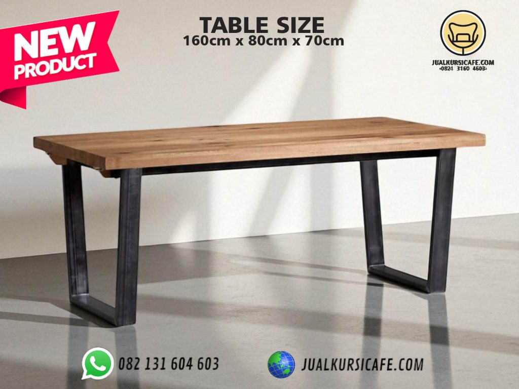 Desain Meja Cafe Industrial Kaki Besi Meja Kayu Jati Minimalis Modern - Meja Bar Persegi Panjang Desain Meja Cafe Industrial Kaki Besi Meja Kayu Jati Minimalis Modern - Meja Bar Persegi Panjang