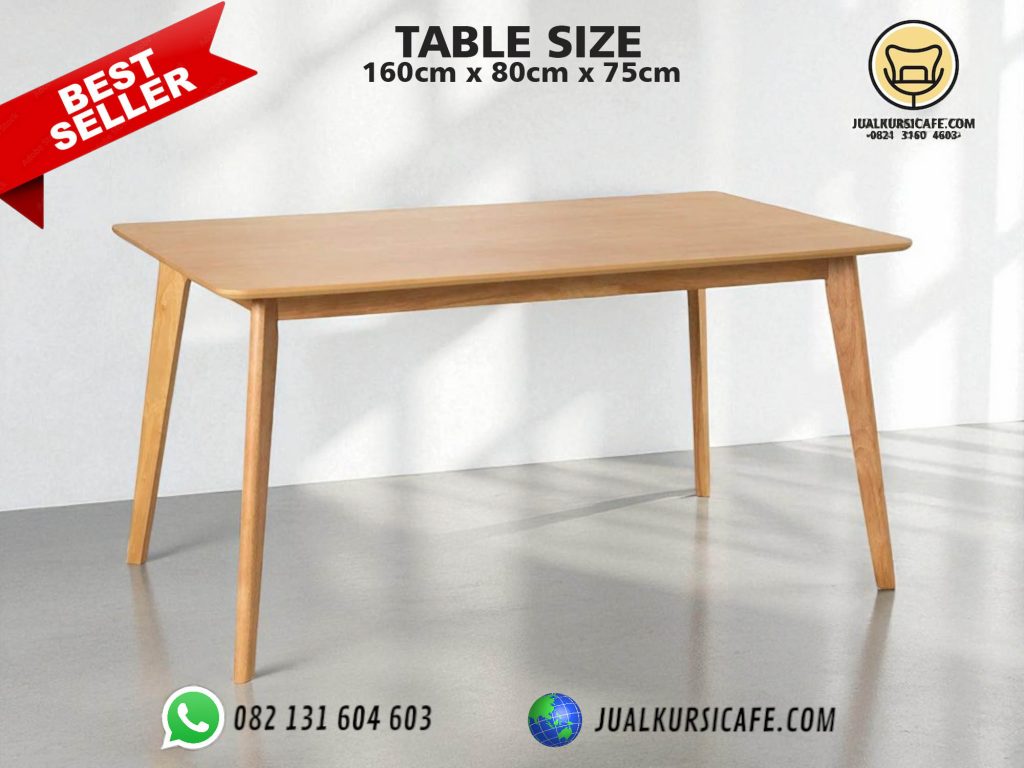 desain meja cafe kayu jati minimalis untuk 6 kursi terbaik modern harga murah
