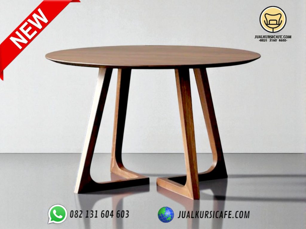 meja cafe bulat kayu jati minimalis terbaru-meja bar cafe