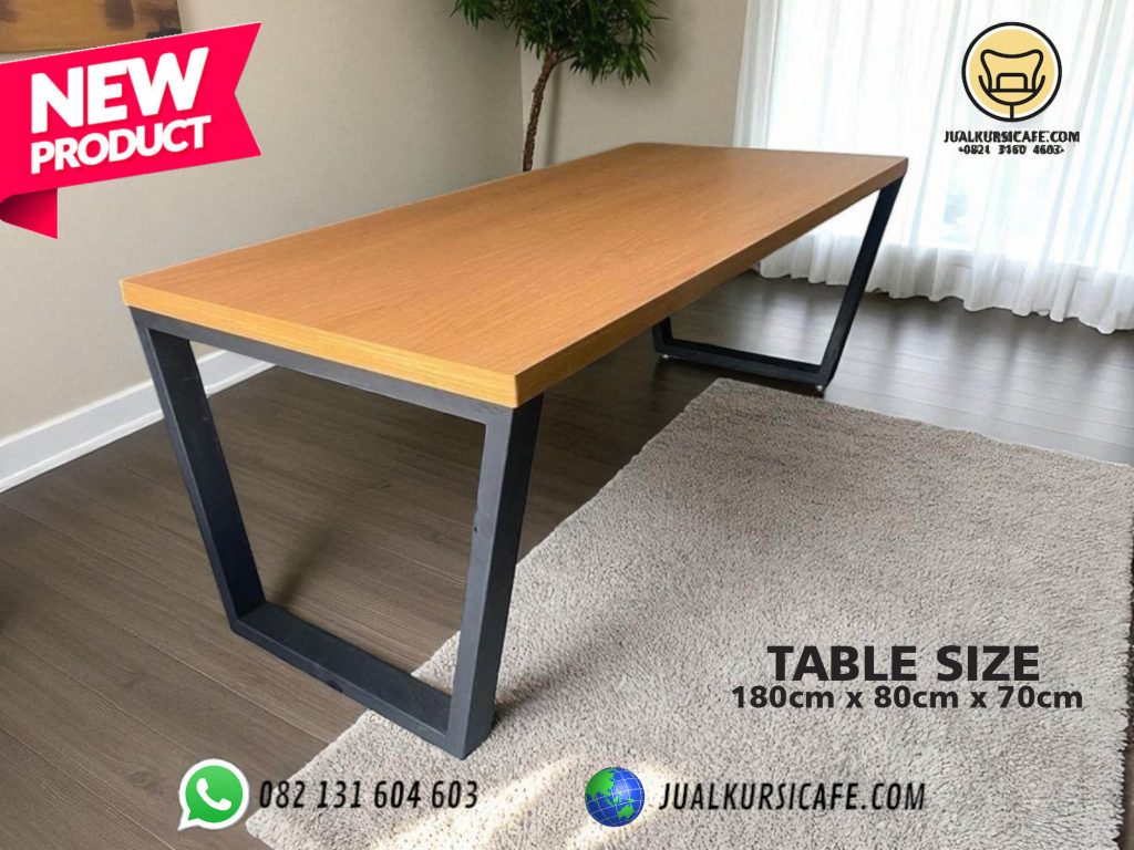 meja cafe - meja bar kaki besi meja kayu jati untuk 8 kursi minimalis modern terbaru
