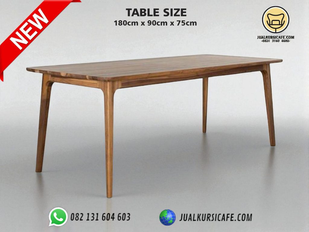 meja cafe minimalis untuk 6-8 kursi persegi panjang kayu jati murah