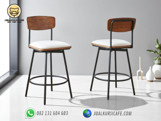 kursi bar besi putar industrial tinggi 75cm kombinasi kayu