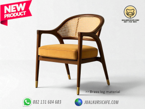 Kursi Cafe Rotan Terbaru Murah Mewah kaki kuningan- Kursi Makan Cafe rotan kayu jati