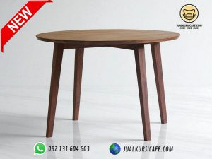 Meja Cafe Kayu Jati Model Bulat Untuk 4 Kursi