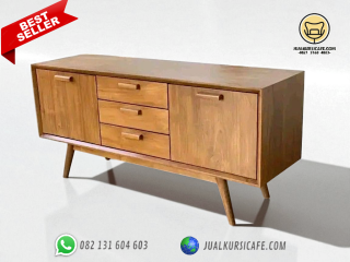 Bufet Minimalis Kayu Jati Model Retro Ukuran 150cm Harga Murah