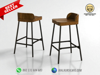 barstool kursi bar besi dudukan kayu jati tinggi 75cm harga murah industrial