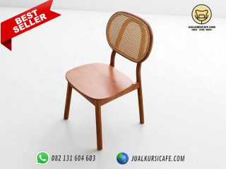 jual kursi cafe rotan sandaran oval dudukan kayu jati harga murah