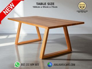 jual meja cafe kayu jati solid minimalis persegi panjang untuk 6 kursi tebal