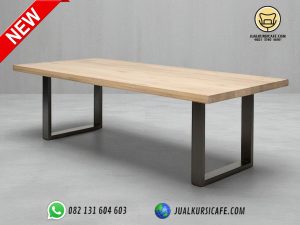 meja cafe -meja bar kaki besi top kayu jati panjang 2 meter