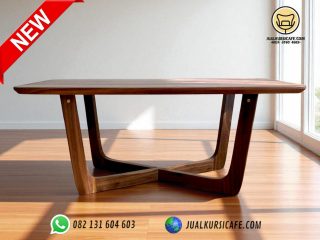 meja cafe persegi panjang kayu jati minimalis terbaru untuk 6 dan 8 kursi murah