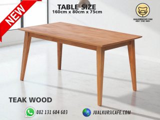 model meja cafe minimalis kayu jati terlaris untuk 6 kursi