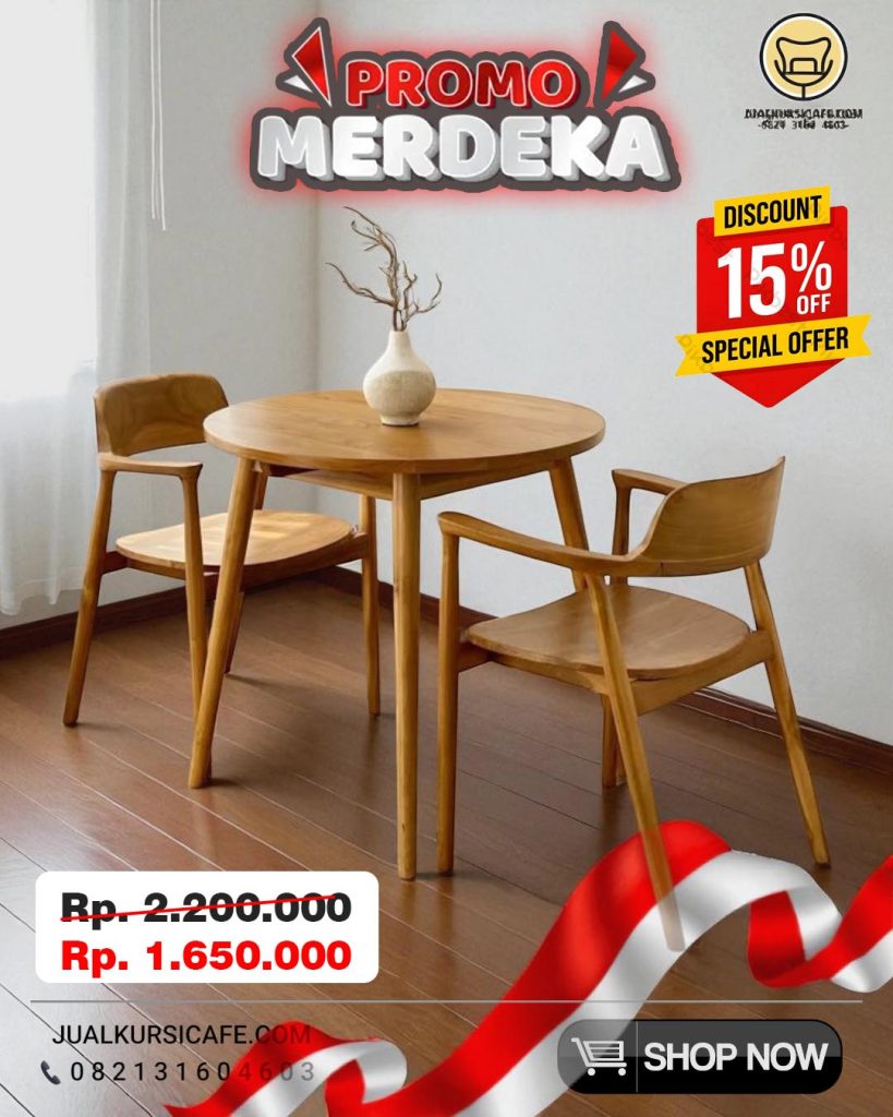 PROMO KURSI CAFE SET MEJA HIROSIMA BULAT KAYU JATI PROMO KURSI CAFE SET MEJA HIROSIMA BULAT KAYU JATI