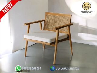 kursi cafe Resto single mix rotan kayu jati dudukan busa